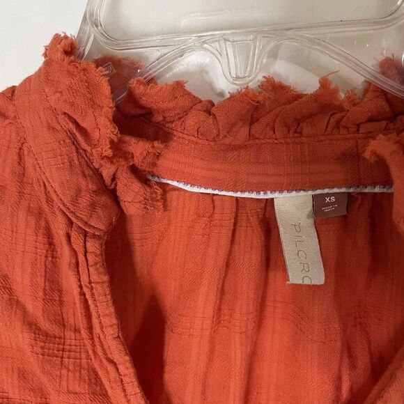 Anthropologie Pilcro and the letterpress orange gauze button front knit top XS - Picture 2 of 4